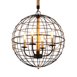 Candle Living Room Pendant Chandelier Traditional Metal 3/4 Lights Black Hanging Fixture with Globe Cage Clearhalo 'Ceiling Lights' 'Chandeliers' Lighting' options 560308