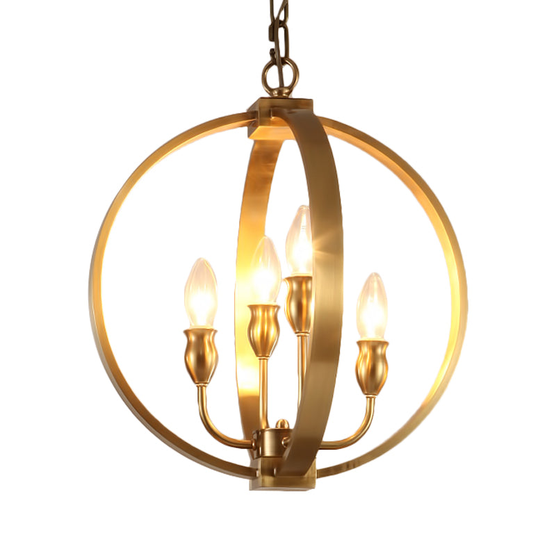Gold 4/6 Lights Chandelier Light Fixture Traditional Metal Candelabra Pendant Lamp with Round Ring Clearhalo 'Ceiling Lights' 'Chandeliers' Lighting' options 560328