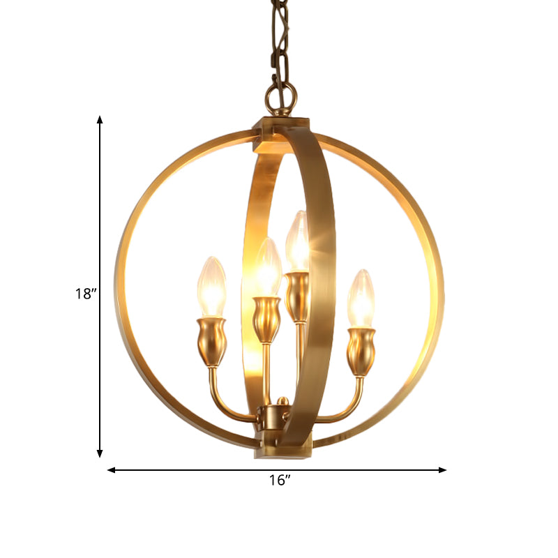 Gold 4/6 Lights Chandelier Light Fixture Traditional Metal Candelabra Pendant Lamp with Round Ring Clearhalo 'Ceiling Lights' 'Chandeliers' Lighting' options 560330