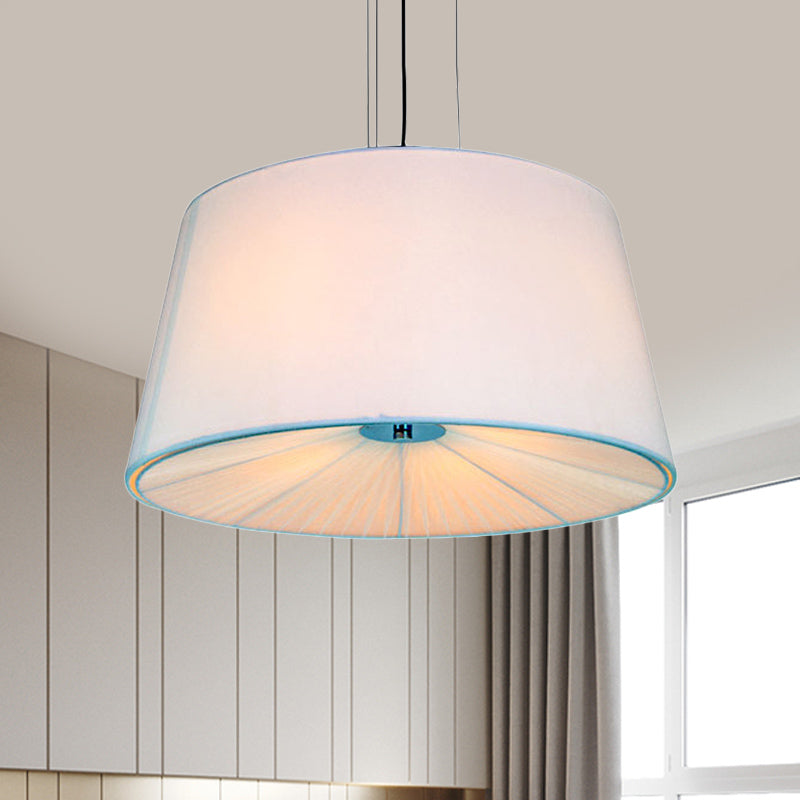 Fabric Drum Hanging Chandelier Nordic 4 Lights Living Room Pendant Light in White/Blue/Beige with Apricot Design White Clearhalo 'Ceiling Lights' 'Chandeliers' Lighting' options 560432_8718656e-ab68-48d7-82ad-5ae077ae56a7