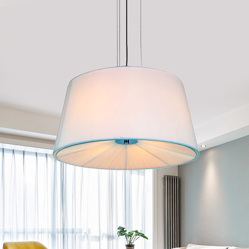 Fabric Drum Hanging Chandelier Nordic 4 Lights Living Room Pendant Light in White/Blue/Beige with Apricot Design Clearhalo 'Ceiling Lights' 'Chandeliers' Lighting' options 560433