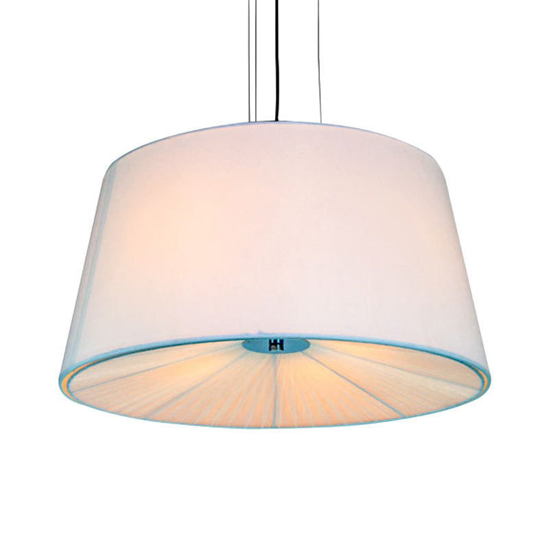 Fabric Drum Hanging Chandelier Nordic 4 Lights Living Room Pendant Light in White/Blue/Beige with Apricot Design Clearhalo 'Ceiling Lights' 'Chandeliers' Lighting' options 560434