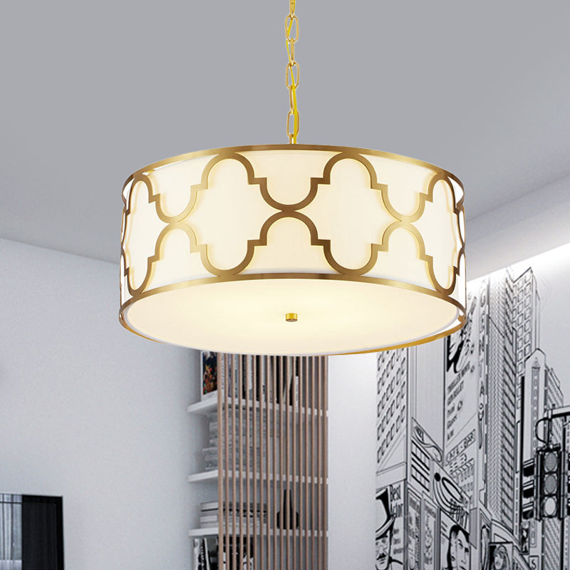 3 Lights Chandelier Light with Drum Shade Fabric Nordic Dining Room Ceiling Lamp in Black/White/Blue, 16"/19.5"/23.5" Wide Clearhalo 'Ceiling Lights' 'Chandeliers' Lighting' options 560482