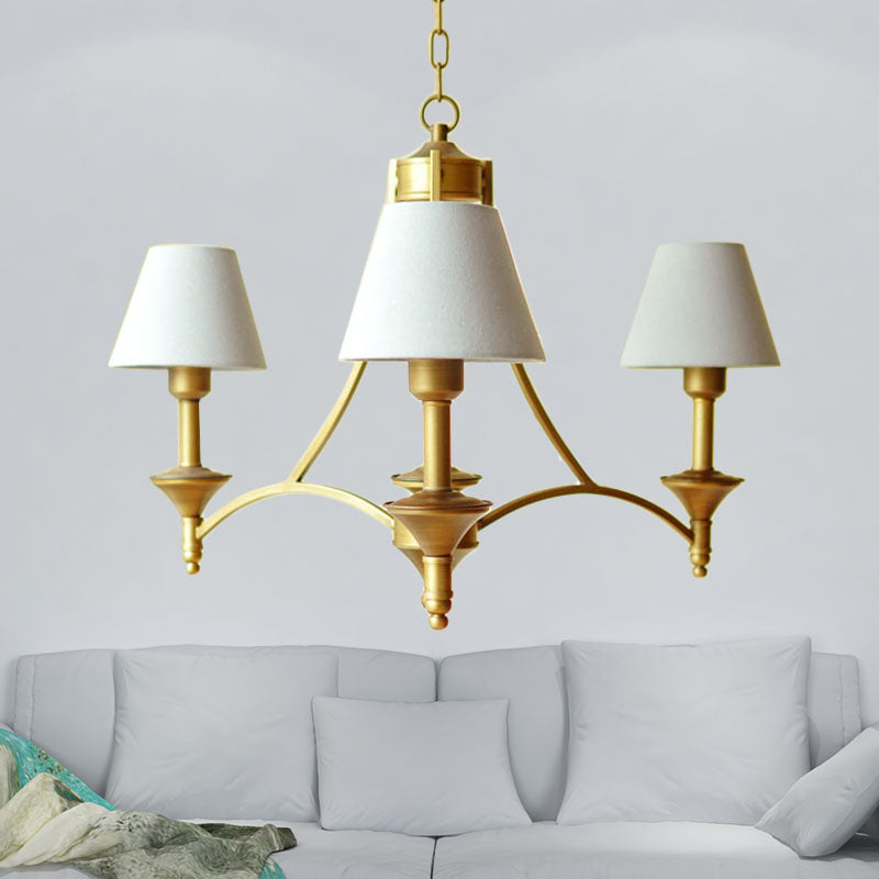 Cone Fabric Chandelier Light Traditional 3 Lights Bedroom Pendant Lighting in Green/Beige/Gray and Blue Clearhalo 'Ceiling Lights' 'Chandeliers' Lighting' options 560553