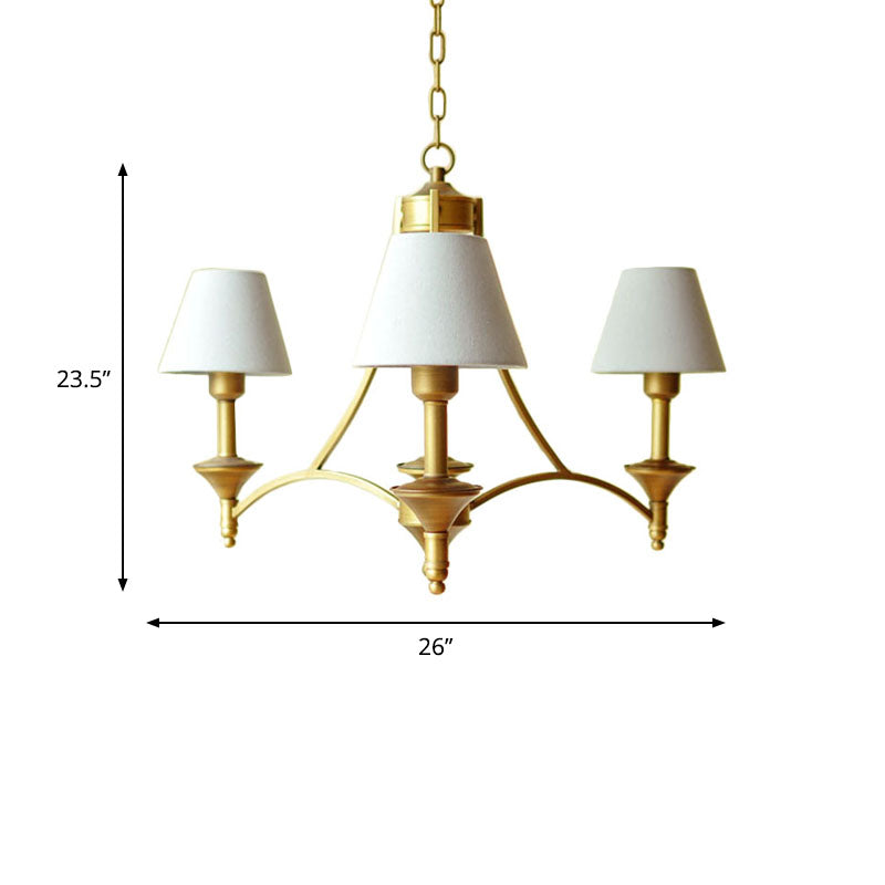 Cone Fabric Chandelier Light Traditional 3 Lights Bedroom Pendant Lighting in Green/Beige/Gray and Blue Clearhalo 'Ceiling Lights' 'Chandeliers' Lighting' options 560557