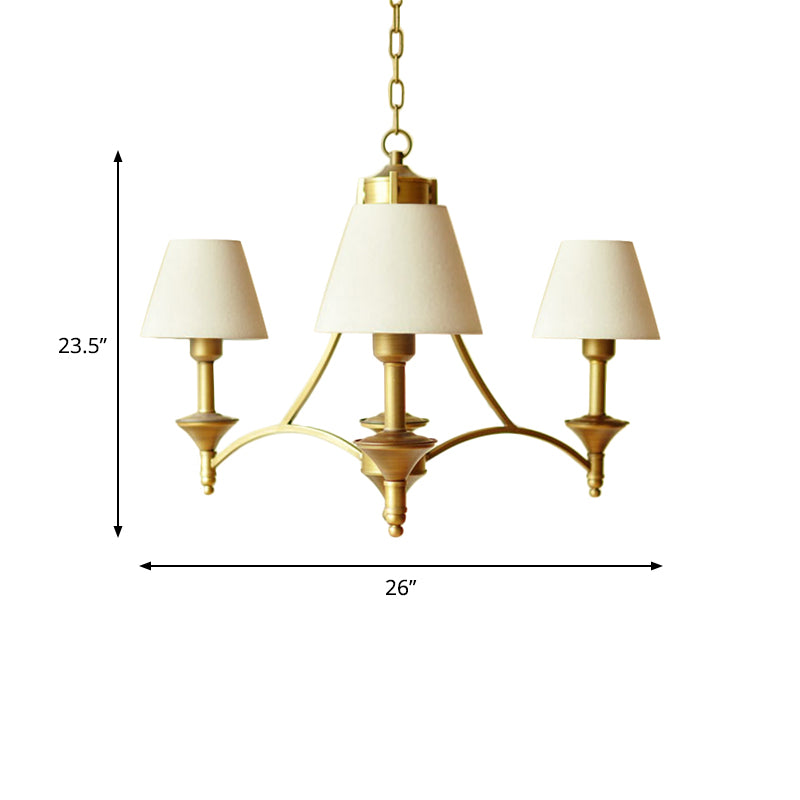 Cone Fabric Chandelier Light Traditional 3 Lights Bedroom Pendant Lighting in Green/Beige/Gray and Blue Clearhalo 'Ceiling Lights' 'Chandeliers' Lighting' options 560565