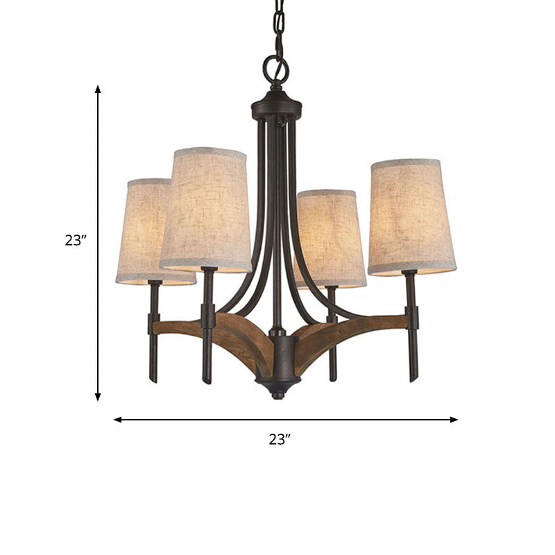 Candelabra Metal Chandelier Lighting Classic 4 Lights Living Room Pendant Lighting in Black with/without Shade Clearhalo 'Ceiling Lights' 'Chandeliers' Lighting' options 560574