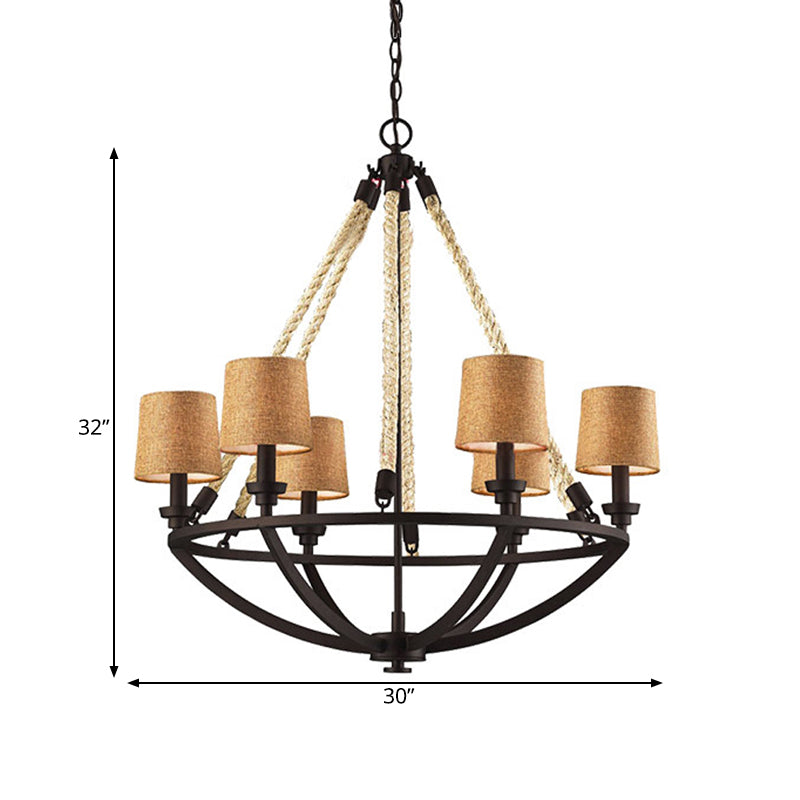 5/6 Lights Ceiling Light Traditional Tapered Fabric Hanging Chandelier in Beige for Dining Room Clearhalo 'Ceiling Lights' 'Chandeliers' Lighting' options 560718