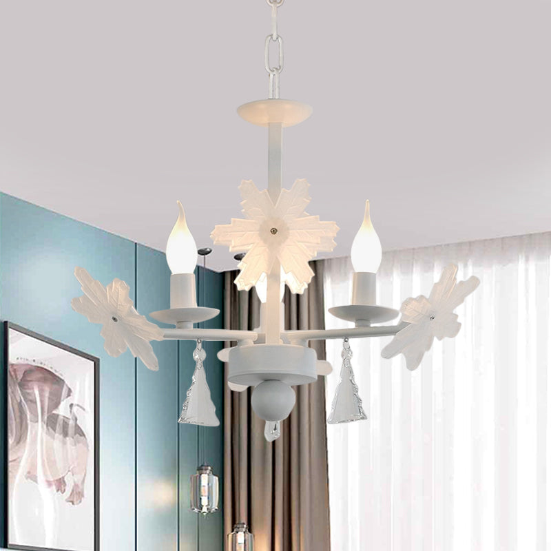 Candle Chandelier Light Kids Clear Glass 3/6 Lights Gray/White Pendant Lamp with K9 Crystal and Snowflake Deco Clearhalo 'Ceiling Lights' 'Chandeliers' Lighting' options 560769