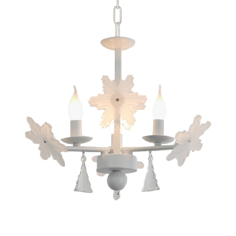 Candle Chandelier Light Kids Clear Glass 3/6 Lights Gray/White Pendant Lamp with K9 Crystal and Snowflake Deco Clearhalo 'Ceiling Lights' 'Chandeliers' Lighting' options 560772