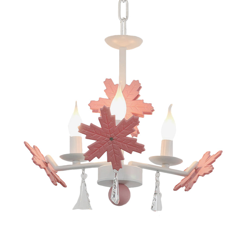 Candle Chandelier Light Kids Clear Glass 3/6 Lights Gray/White Pendant Lamp with K9 Crystal and Snowflake Deco Clearhalo 'Ceiling Lights' 'Chandeliers' Lighting' options 560776