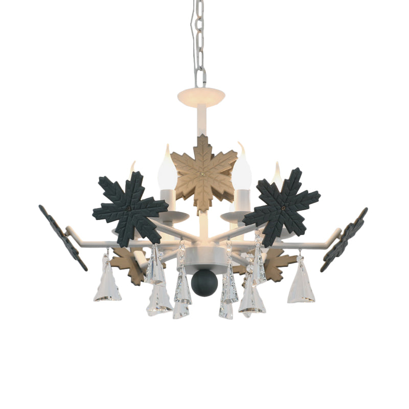 Candle Chandelier Light Kids Clear Glass 3/6 Lights Gray/White Pendant Lamp with K9 Crystal and Snowflake Deco Clearhalo 'Ceiling Lights' 'Chandeliers' Lighting' options 560784