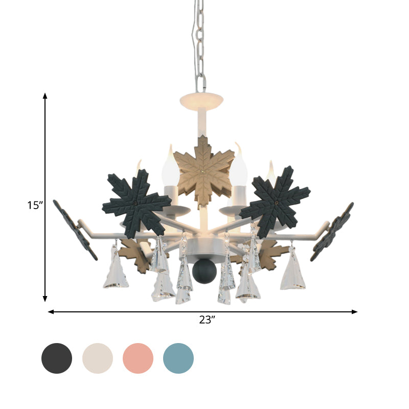 Candle Chandelier Light Kids Clear Glass 3/6 Lights Gray/White Pendant Lamp with K9 Crystal and Snowflake Deco Clearhalo 'Ceiling Lights' 'Chandeliers' Lighting' options 560785