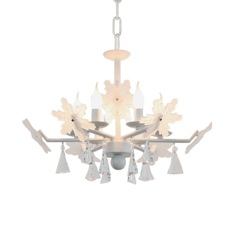 Candle Chandelier Light Kids Clear Glass 3/6 Lights Gray/White Pendant Lamp with K9 Crystal and Snowflake Deco Clearhalo 'Ceiling Lights' 'Chandeliers' Lighting' options 560789