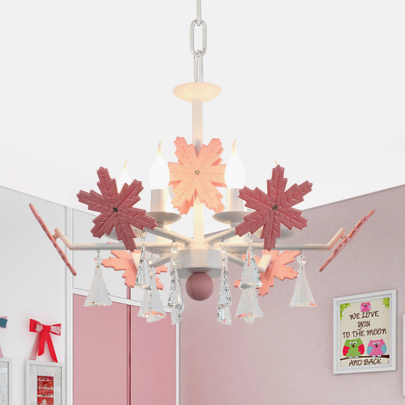 Candle Chandelier Light Kids Clear Glass 3/6 Lights Gray/White Pendant Lamp with K9 Crystal and Snowflake Deco Clearhalo 'Ceiling Lights' 'Chandeliers' Lighting' options 560790