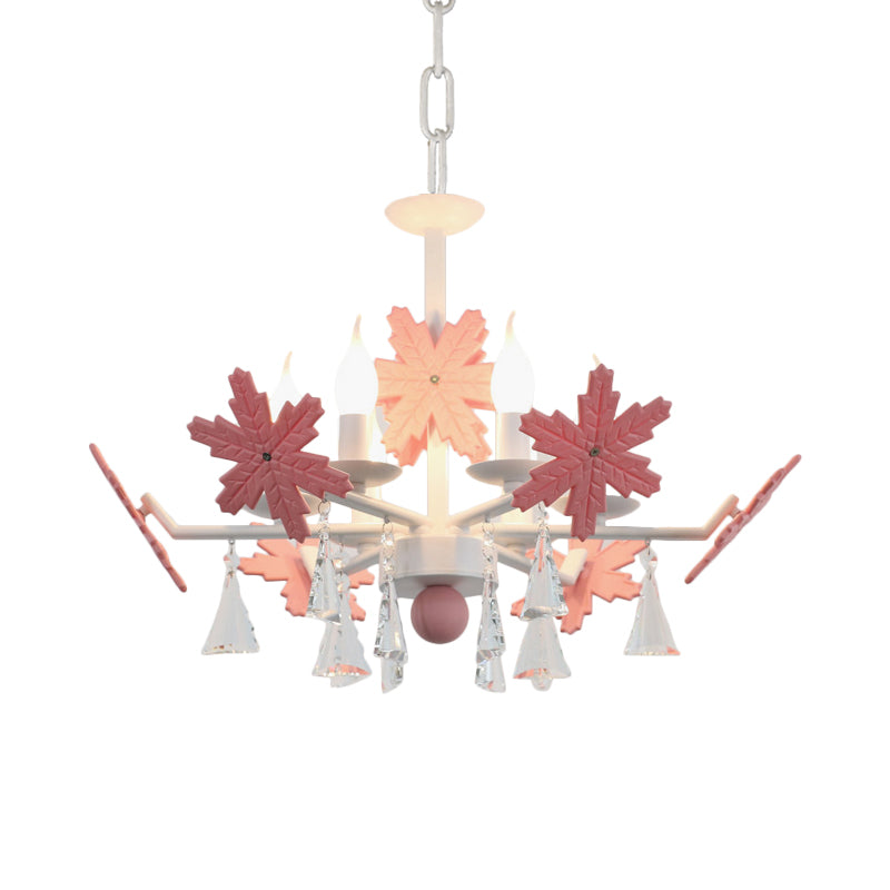 Candle Chandelier Light Kids Clear Glass 3/6 Lights Gray/White Pendant Lamp with K9 Crystal and Snowflake Deco Clearhalo 'Ceiling Lights' 'Chandeliers' Lighting' options 560793