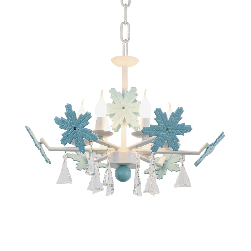 Candle Chandelier Light Kids Clear Glass 3/6 Lights Gray/White Pendant Lamp with K9 Crystal and Snowflake Deco Clearhalo 'Ceiling Lights' 'Chandeliers' Lighting' options 560797