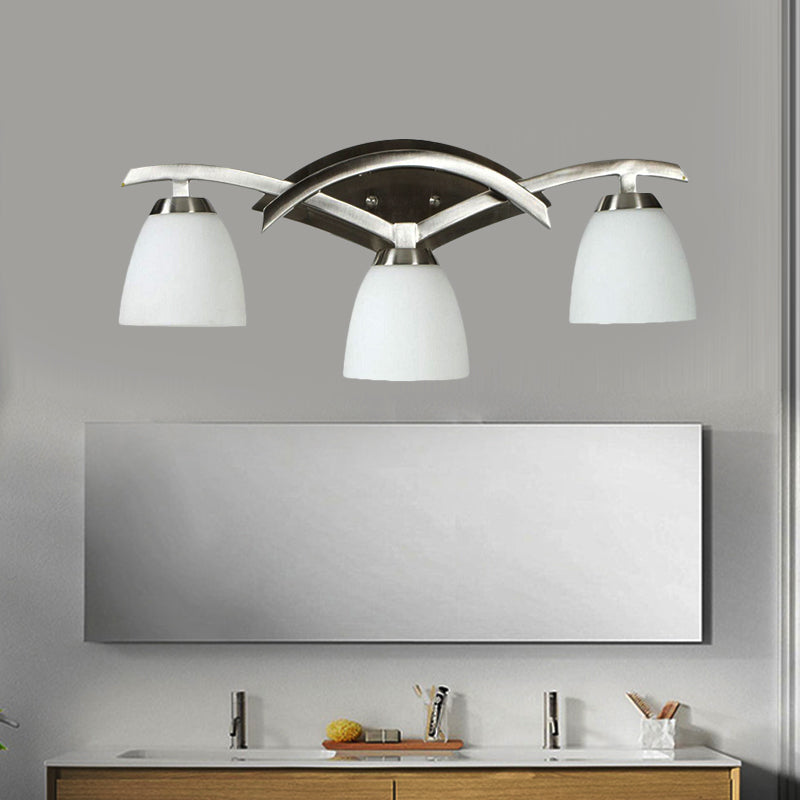 3 Lights Wall Light with Cone White Glass Shade Classic Bathroom Vanity Lighting Fixture White Clearhalo 'Vanity Lights' 'Wall Lights' Lighting' 560812