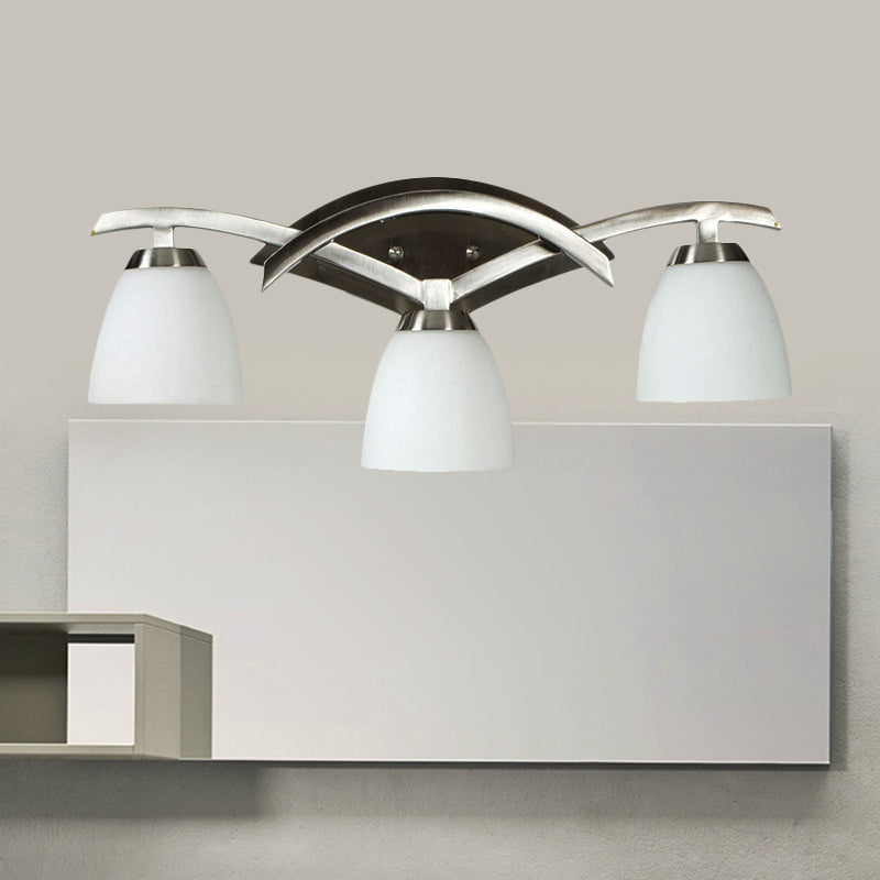 3 Lights Wall Light with Cone White Glass Shade Classic Bathroom Vanity Lighting Fixture Clearhalo 'Vanity Lights' 'Wall Lights' Lighting' 560813