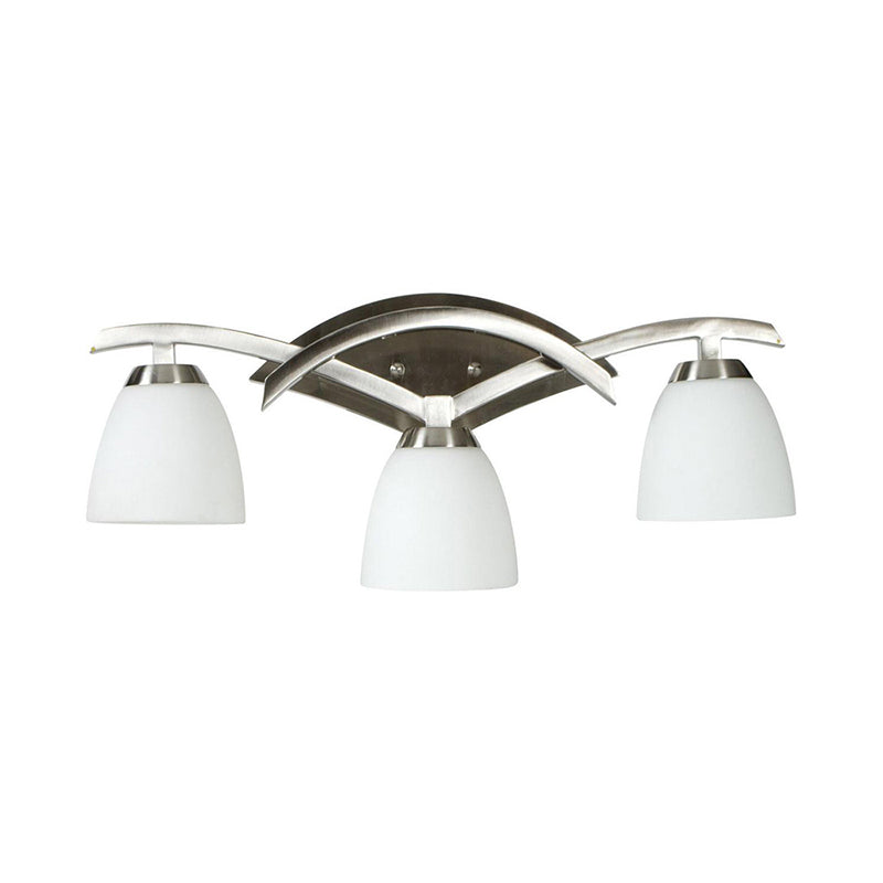 3 Lights Wall Light with Cone White Glass Shade Classic Bathroom Vanity Lighting Fixture Clearhalo 'Vanity Lights' 'Wall Lights' Lighting' 560815