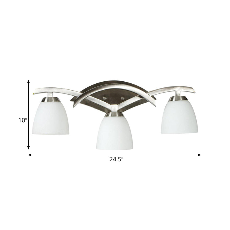 3 Lights Wall Light with Cone White Glass Shade Classic Bathroom Vanity Lighting Fixture Clearhalo 'Vanity Lights' 'Wall Lights' Lighting' 560816