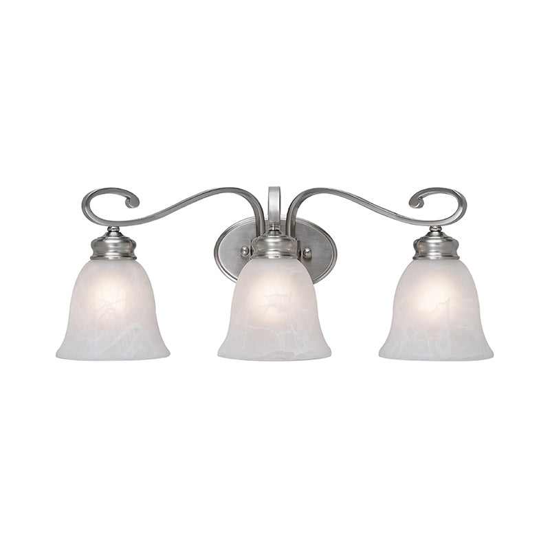 Chrome 3 Lights Sconce Light Classic Frosted Glass Bell Vanity Lighting Fixture for Bathroom Clearhalo 'Vanity Lights' 'Wall Lights' Lighting' 560840