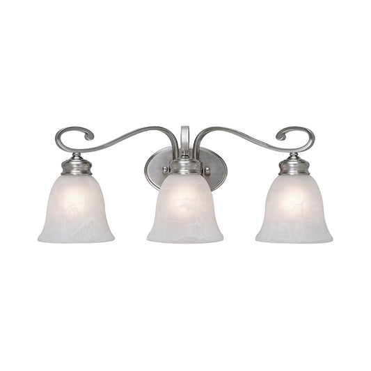 Chrome 3 Lights Sconce Light Classic Frosted Glass Bell Vanity Lighting Fixture for Bathroom Clearhalo 'Vanity Lights' 'Wall Lights' Lighting' 560840