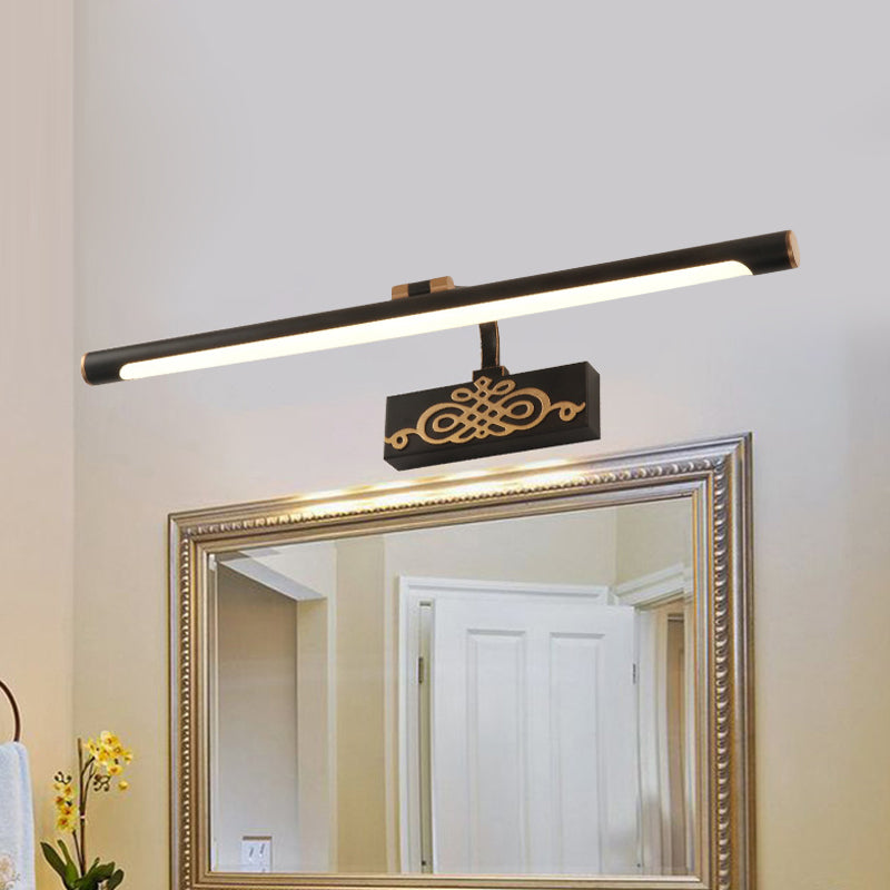 Black Elongated Vanity Light Fixture Classic Metal LED Bathroom Sconce Lamp in White/Warm/Natural Light, 16"/20"/24" L Black Clearhalo 'Vanity Lights' 'Wall Lights' Lighting' 560857