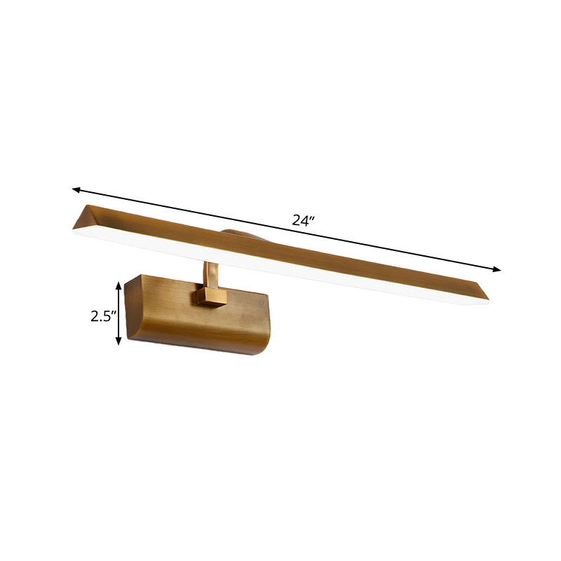 LED Linear Vanity Lamp Traditional Brass Metal Sconce Light Fixture for Bathroom in White/Warm/Natural Light, 16"/20"/24" L Clearhalo 'Vanity Lights' 'Wall Lights' Lighting' 560871