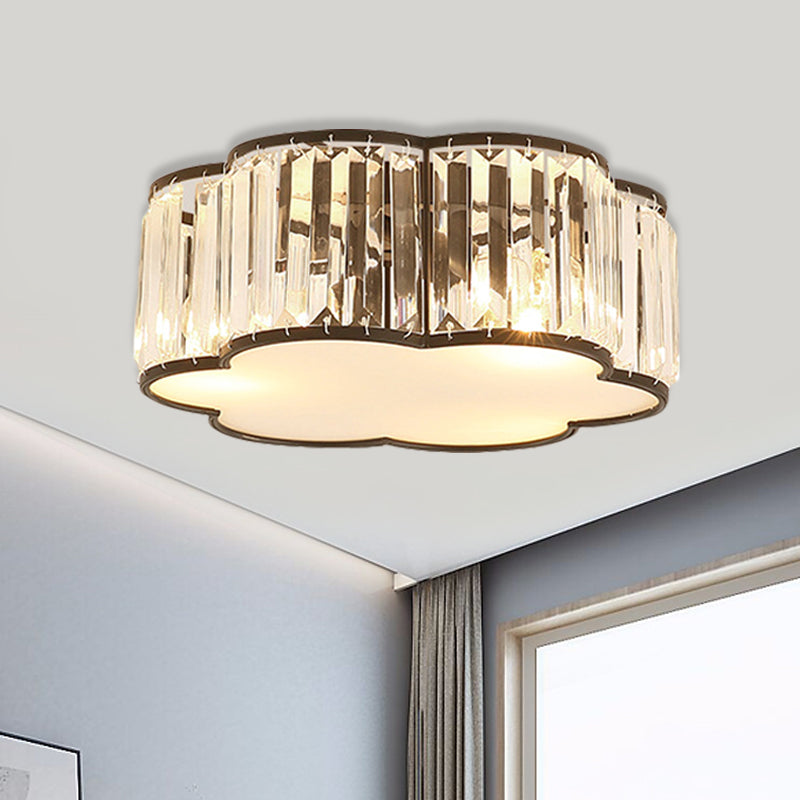 Black Crystal Cloud Flush Lamp Contemporary 3/4/5 Lights Bedroom Flushmount Lighting Clearhalo 'Ceiling Lights' 'Close To Ceiling Lights' 'Close to ceiling' 'Flush mount' Lighting' 560929