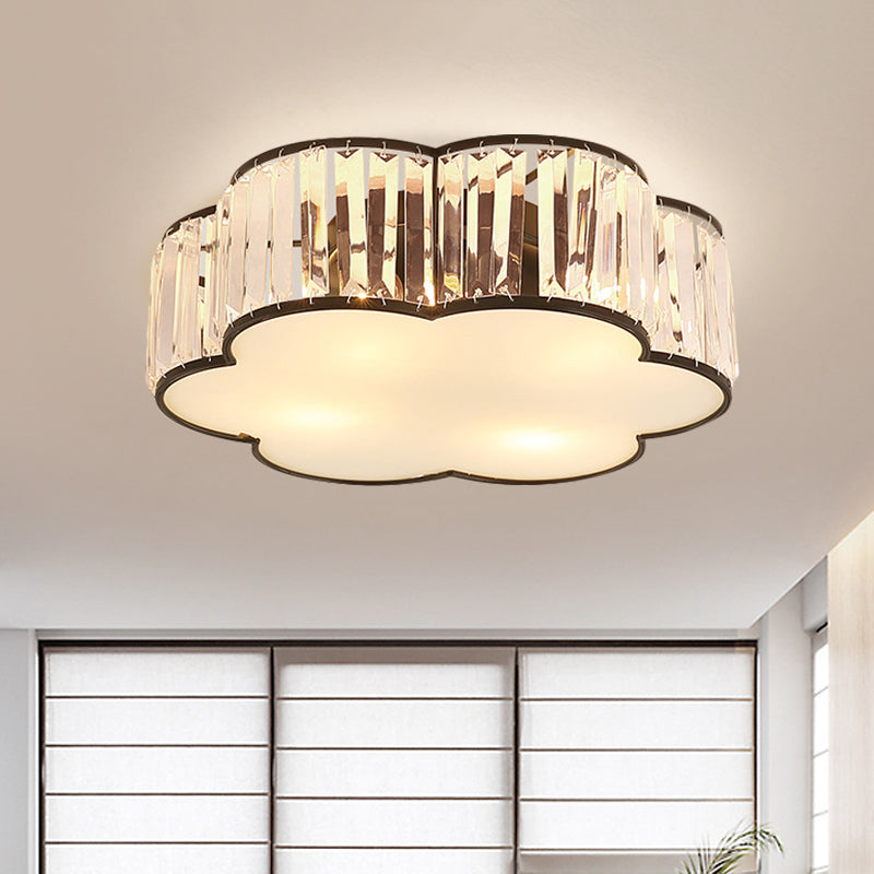 Black Crystal Cloud Flush Lamp Contemporary 3/4/5 Lights Bedroom Flushmount Lighting 4 Black Clearhalo 'Ceiling Lights' 'Close To Ceiling Lights' 'Close to ceiling' 'Flush mount' Lighting' 560933