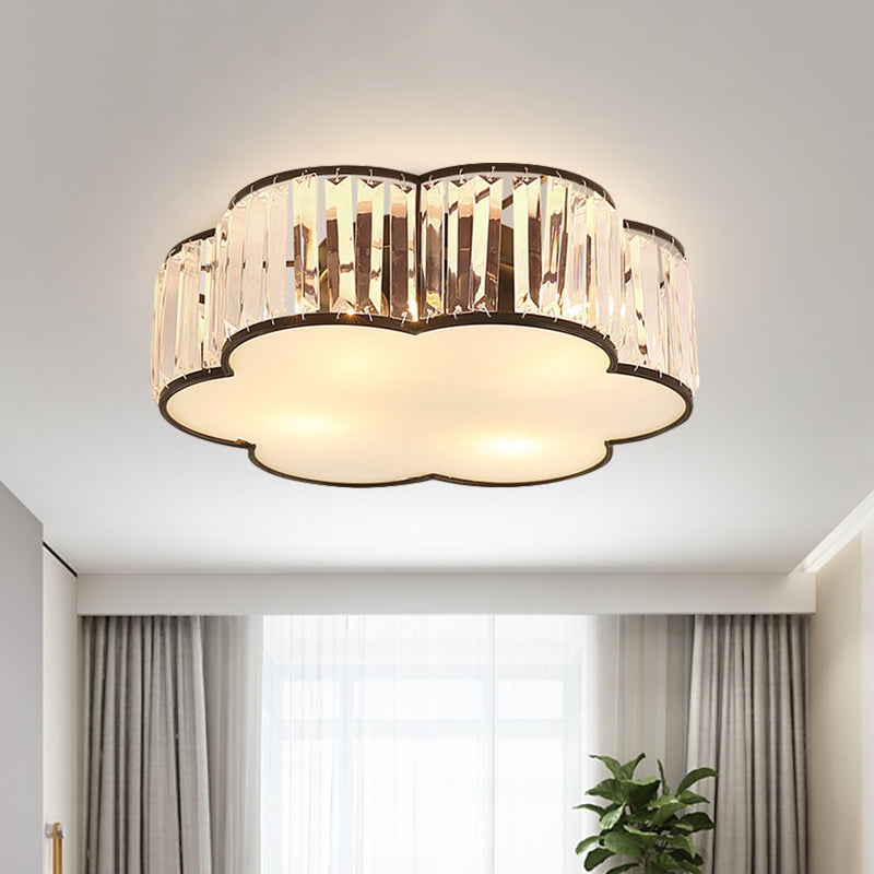 Black Crystal Cloud Flush Lamp Contemporary 3/4/5 Lights Bedroom Flushmount Lighting Clearhalo 'Ceiling Lights' 'Close To Ceiling Lights' 'Close to ceiling' 'Flush mount' Lighting' 560934