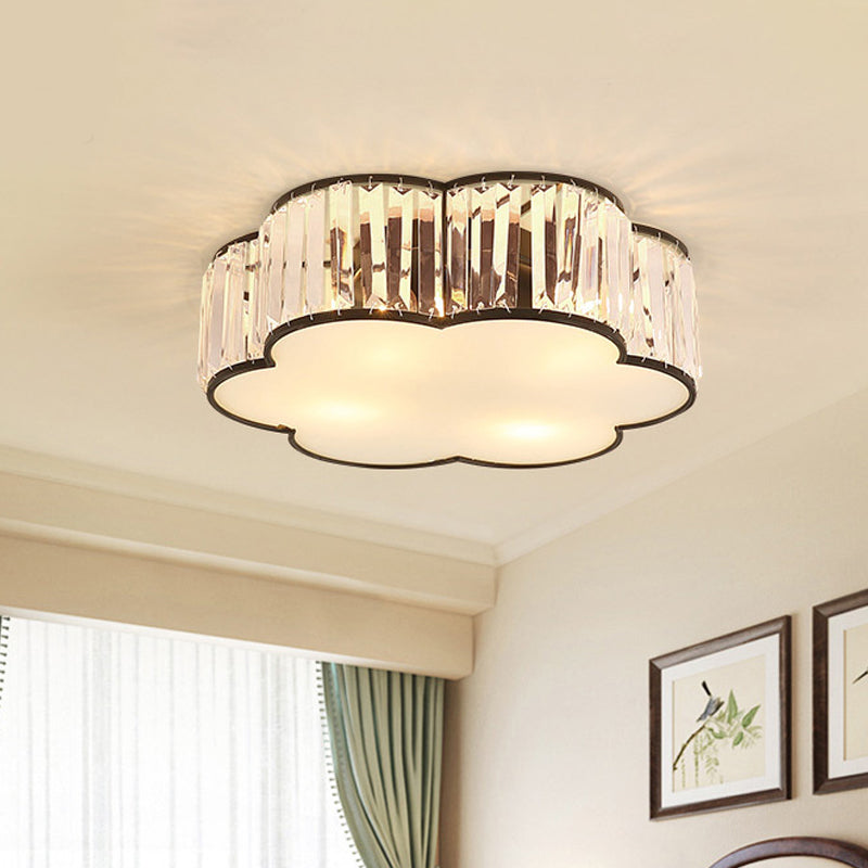 Black Crystal Cloud Flush Lamp Contemporary 3/4/5 Lights Bedroom Flushmount Lighting Clearhalo 'Ceiling Lights' 'Close To Ceiling Lights' 'Close to ceiling' 'Flush mount' Lighting' 560935