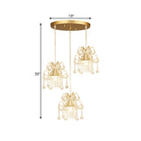 Golden Flared Semi Flush Light Traditional 3 Heads Metallic Dining Room Close to Ceiling Light with Crystal Draping Clearhalo 'Ceiling Lights' 'Close To Ceiling Lights' 'Close to ceiling' Lighting' 560947