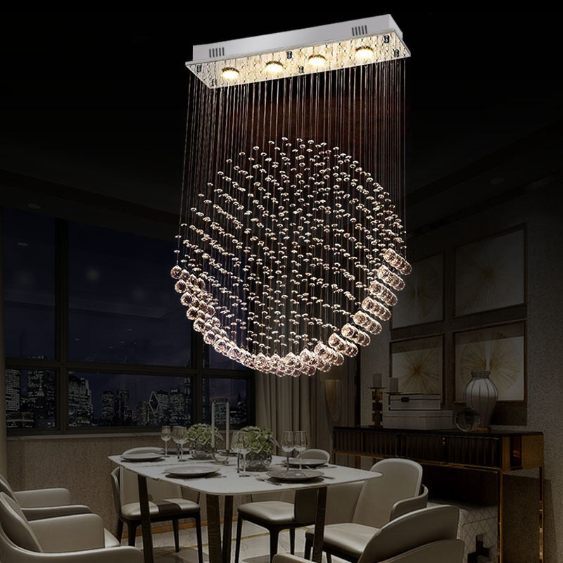 Round Shaped Dining Room Flushmount Lighting LED Modern Style Flush Light Fixture in Nickel Clearhalo 'Ceiling Lights' 'Close To Ceiling Lights' 'Close to ceiling' 'Flush mount' Lighting' 560960