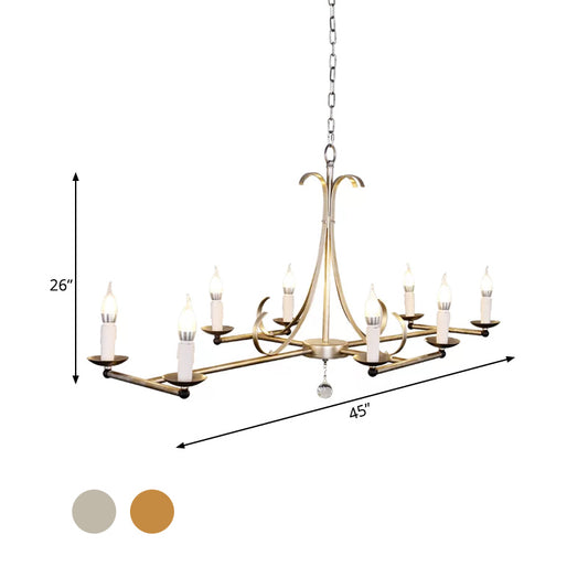 Traditional Candle Shaped Hanging Lamp 8 Bulbs Metal Island Chandelier Light in Gold/Silver Clearhalo 'Ceiling Lights' 'Island Lights' Lighting' 560972