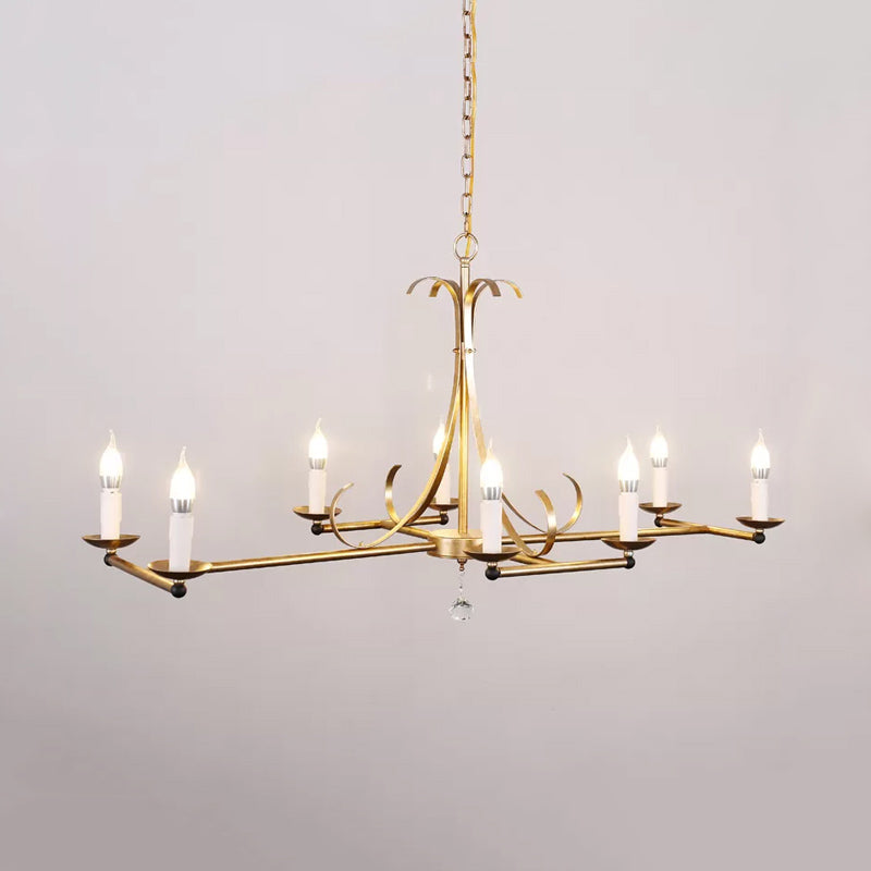 Traditional Candle Shaped Hanging Lamp 8 Bulbs Metal Island Chandelier Light in Gold/Silver Clearhalo 'Ceiling Lights' 'Island Lights' Lighting' 560976