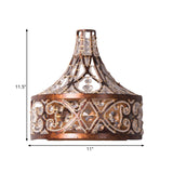 Drum Living Room Wall Light Vintage Metal and Crystal 1 Light Rust Wall Sconce Light Clearhalo 'Wall Lamps & Sconces' 'Wall Lights' Lighting' 561022