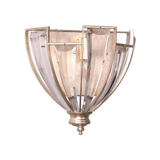 Clear 1 Light Wall Mount Light Traditional Sleek Contoured Crystal Dome Sconce Light Clearhalo 'Wall Lamps & Sconces' 'Wall Lights' Lighting' 561103