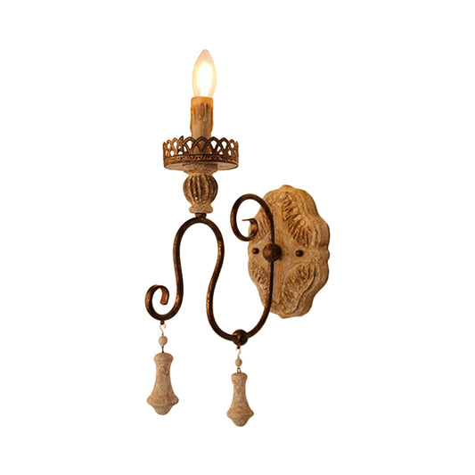 Swirled Arm Bedroom Wall Light Rustic Iron 1/2 Lights Distressted White Wall Mounted Light Clearhalo 'Wall Lamps & Sconces' 'Wall Lights' Lighting' 561126