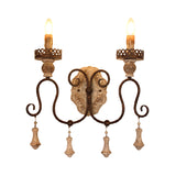 Swirled Arm Bedroom Wall Light Rustic Iron 1/2 Lights Distressted White Wall Mounted Light Clearhalo 'Wall Lamps & Sconces' 'Wall Lights' Lighting' 561130