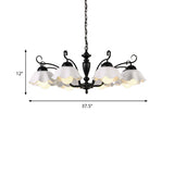 3/6/8 Bulbs Ceiling Lamp with Scalloped Shade Ceramic Traditional Dining Room Chandelier Pendant Light in Black Clearhalo 'Ceiling Lights' 'Chandeliers' Lighting' options 561250