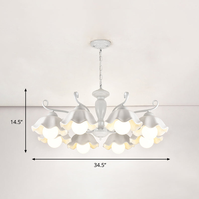 Ceramic White Pendant Lamp Flower 3/6/8 Lights Classic Chandelier Light Fixture for Living Room Clearhalo 'Ceiling Lights' 'Chandeliers' Lighting' options 561264