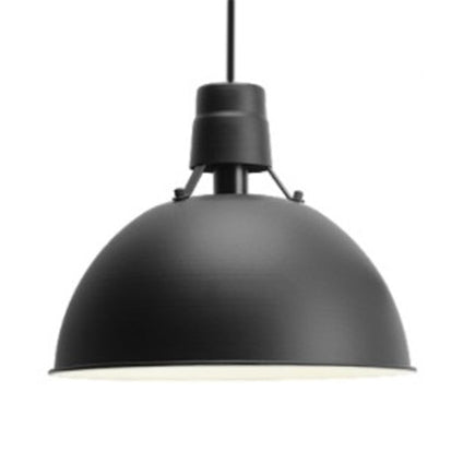 16"/19.5" W 1 Light Pendant Lighting with Dome Shade Metal Industrial Dining Room Hanging Ceiling Light in Black/White Black Clearhalo 'Ceiling Lights' 'Modern Pendants' 'Modern' 'Pendant Lights' 'Pendants' Lighting' 56832