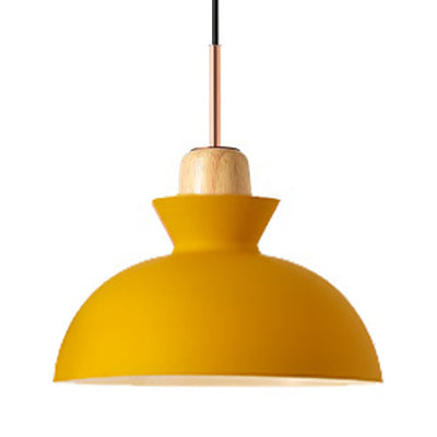 Pink/Yellow/Green Bowl Shade Ceiling Fixture Modern Style Metal 1 Light Dining Table Pendant Light Yellow Clearhalo 'Ceiling Lights' 'Modern Pendants' 'Modern' 'Pendant Lights' 'Pendants' Lighting' 5817