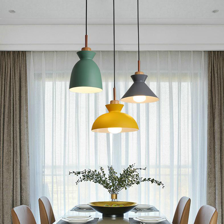 Pink/Yellow/Green Bowl Shade Ceiling Fixture Modern Style Metal 1 Light Dining Table Pendant Light Clearhalo 'Ceiling Lights' 'Modern Pendants' 'Modern' 'Pendant Lights' 'Pendants' Lighting' 5818