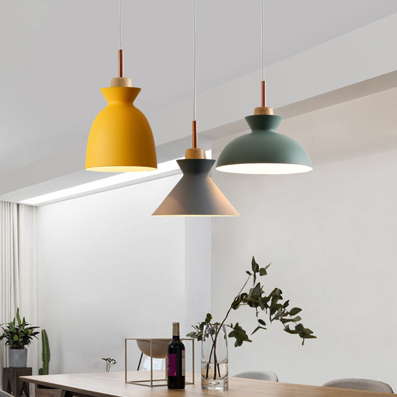 Pink/Yellow/Green Bowl Shade Ceiling Fixture Modern Style Metal 1 Light Dining Table Pendant Light Clearhalo 'Ceiling Lights' 'Modern Pendants' 'Modern' 'Pendant Lights' 'Pendants' Lighting' 5826