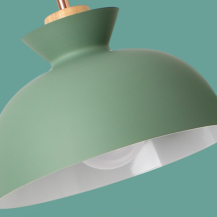 Pink/Yellow/Green Bowl Shade Ceiling Fixture Modern Style Metal 1 Light Dining Table Pendant Light Clearhalo 'Ceiling Lights' 'Modern Pendants' 'Modern' 'Pendant Lights' 'Pendants' Lighting' 5827