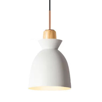 Gray/White Bell Shade Pendant Ceiling Lamp Contemporary Style Metallic 1 Bulb Indoor Hanging Lamp White Clearhalo 'Ceiling Lights' 'Modern Pendants' 'Modern' 'Pendant Lights' 'Pendants' Lighting' 5861