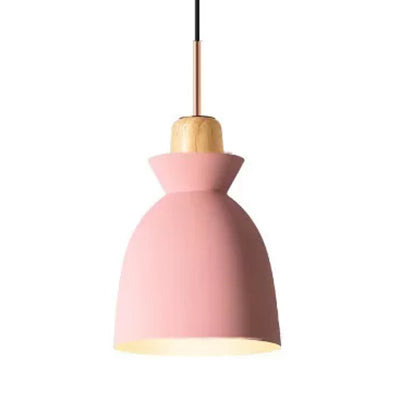 Gray/White Bell Shade Pendant Ceiling Lamp Contemporary Style Metallic 1 Bulb Indoor Hanging Lamp Pink Clearhalo 'Ceiling Lights' 'Modern Pendants' 'Modern' 'Pendant Lights' 'Pendants' Lighting' 5863